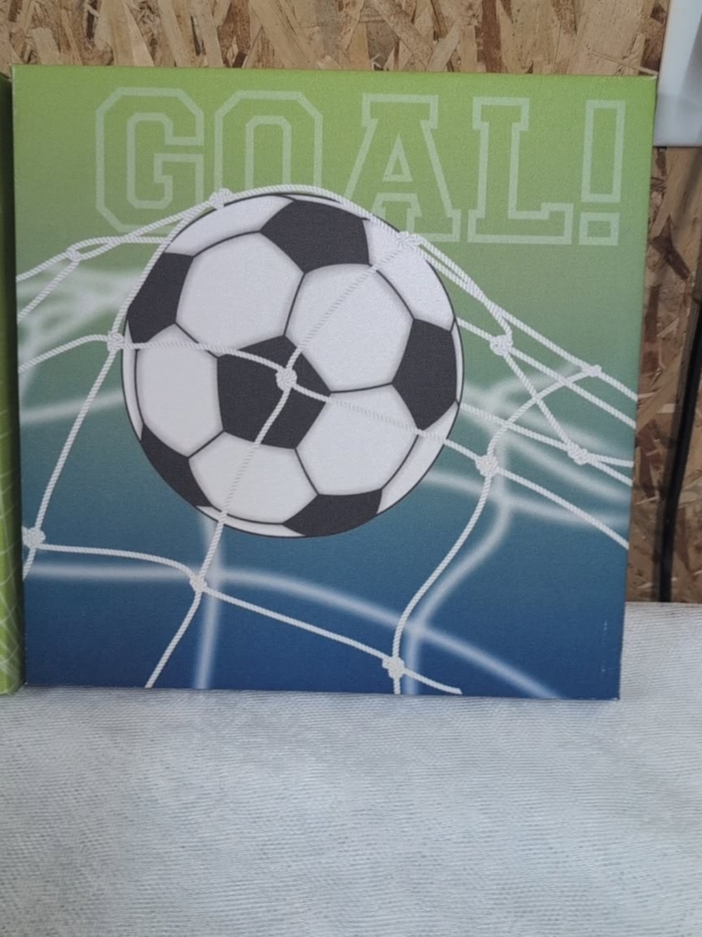 Kids Soccer Themed Canvas Wall Art Decor Set of 2 Goal Player